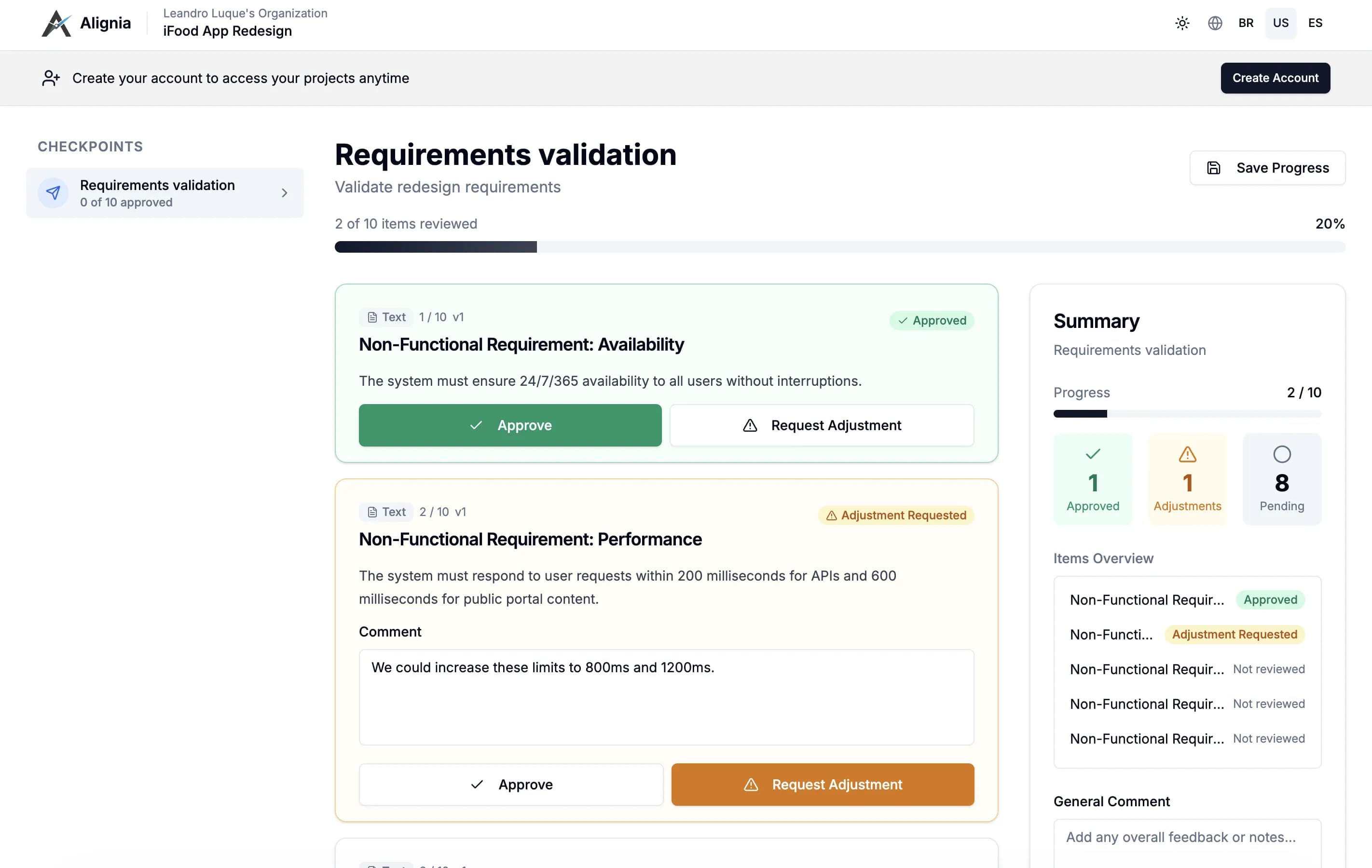 Alignia - Client approval portal